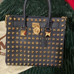 Michael Kors Rare XL Pyramid Studded Hamilton Bag